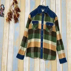 【BILLABONG 】メンズ　異素材シャツ　チェック柄 長袖　ネルシャツ Lのサムネイル