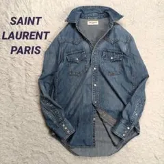 美品✨サンローランパリ　デニムシャツブラウス　ビンテージ　スナップボタン　日本製