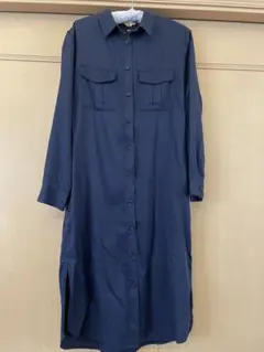 UNIQLO ネイビー 長袖シャツワンピース M
