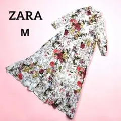 ZARA ザラ ワンピース ロング丈 マキシ丈 Aライン 花柄 総柄 M
