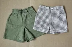 ショートパンツ グリーン チェック柄 150cm ２枚