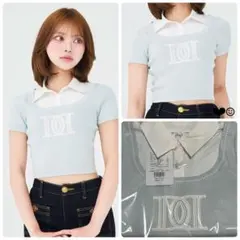 Darich♡DDロゴレイヤードニットトップス♡SAX