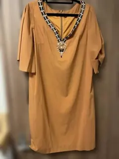 ★最終値下げ【大きいサイズ15号】オレンジ Vネック パーティードレス