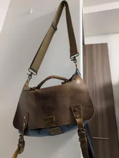 レザー キャンバス ショルダーバッグのサムネイル
