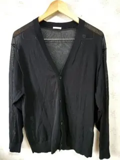 ☆GU ジーユー Vネック 長袖 シアーニットカーディガン 黒 М☆