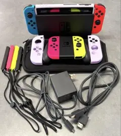 【Switch本体セット】コントローラー2組 持ち運びポーチ・本体カバー付 箱無
