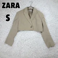 ♥ZARA♥ (S) リネン混クロップドテーラードジャケット ザラ 麻のサムネイル