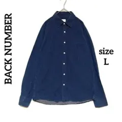 バックナンバーBACK NUMBER 紺 水玉 総柄 カジュアルシャツ メンズLのサムネイル