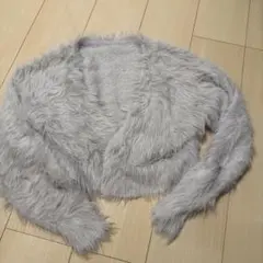 GRL グレー ファー風 クロップドカーディガン