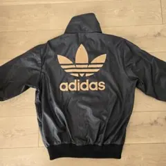 80'sヴィンテージ adidas ブルゾン トレフォイル 黒 デサント テクノ
