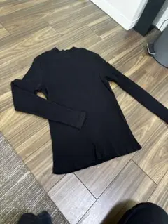 リブ編み ブラック 長袖 トップス　L