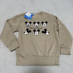Disney ミッキーマウス トレーナー 110 裏起毛　ベージュ