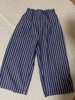 ネイビー ストライプ ガウチョパンツ