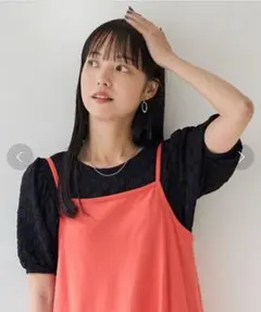 FREAK’S STORE Tシャツ 半袖 パフスリーブ シアー ブラック 花柄のサムネイル