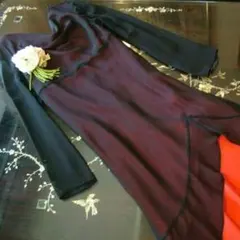 17号 大きいサイズ ＸＬ 袖あり ロング 赤 黒 腕隠し su125