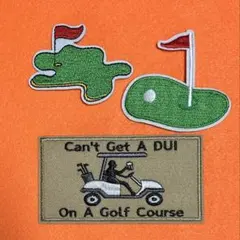 A1609 ゴルフ・カート飲酒運転　刺繍ワッペン　アイロン