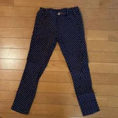 ネイビー ドット柄 ハートポケット 長ズボン