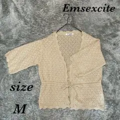 Emsexcite (M) 五分袖ニットカーディガン シースルー シンプル