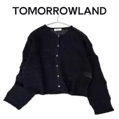 美品　マカフィー　コットンレーシー クルーネックカーディガン　黒　レース