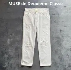 【MUSE de Deuxieme Classe】ホワイト ダメージデニム