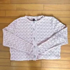 H&M DIVIDED かぎ編み カーディガン くすみピンク