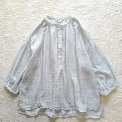 【新品未使用品】ガーゼ生地　ギャザー　ブラウス　L