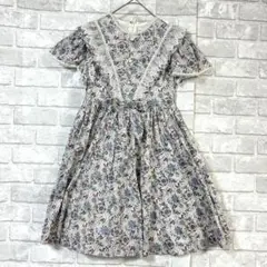 サエキユキモリ キッズ 130 ワンピース アンティーク調 花柄 レトロ 日本製
