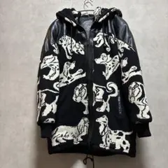 【希少】レザー切替フーデイ　総柄ジャケットSAINTS & LAMB アニマル柄