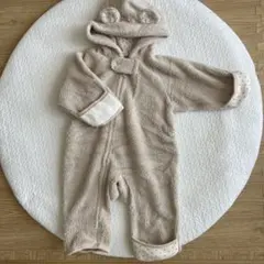 ベビー　ジャンプスーツ　ボアアウター　50-70サイズ　クマ耳