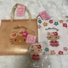 日焼けキティ　巾着　トート　クッションキーホルダー　３点　ダイソー