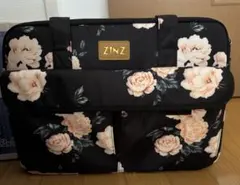 拡張可能　ZINZ ブラック花柄　ショルダーバッグ　14 15 16インチ