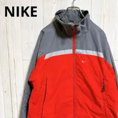NIKE ナイロンジャケット　赤×グレー　フルジップ　スポーツ　アウター　S