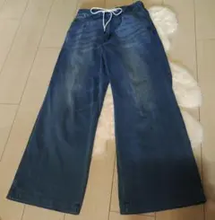 ワークマンダークブルー ワイドパンツ Мサイズ