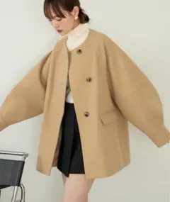 hinari ウェーブデザインミドルコート Sサイズ