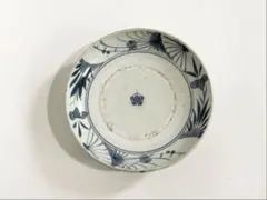 古伊万里 染付 深皿 膾皿 江戸時代 金直し 金継ぎ 骨董 五弁花 薄瑠璃