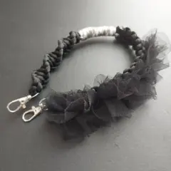 ハンドストラップ　パラコード　ブラック×グレー