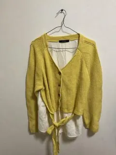 w closet イエロー ニットカーディ ガンサイズF