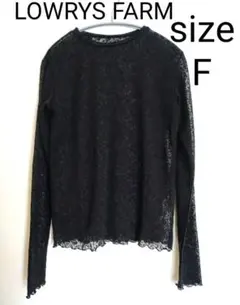 LOWRYS FARM フラワー柄チュールトップス　F　ブラック