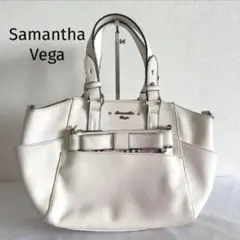SamanthaVega サマンサヴェガ　pvcレザー　ハンドバッグ　白　リボン