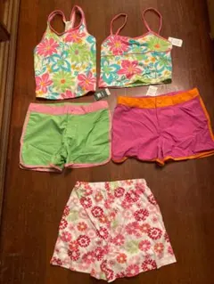 【新品・未使用】L.L.Bean UVプロテクション花柄セパレート水着5点セット
