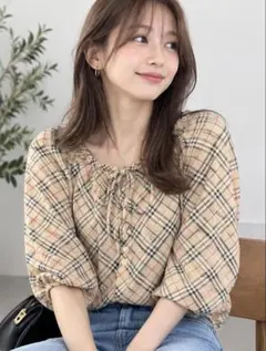 BURBERRY BLUE LABEL チェック柄半袖トップス38 - メルカリ