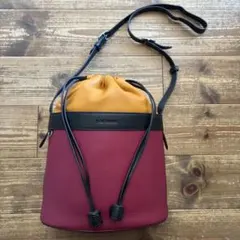 J&M DAVIDSON 3色バイカラー レザー 巾着 ショルダーバッグ
