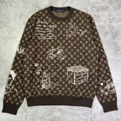 【極美品】LOUIS VUITTONモノグラム総柄クルーネック　長袖ニット　XLのサムネイル