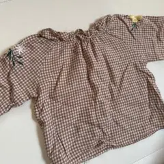 チェック柄刺繍ブラウス　韓国