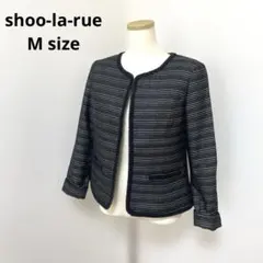shoo-la-rue ノーカラーツイードジャケット　M 黒白　モノトーン