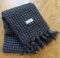 Paul Smith ウール100% ロンドンマフラー 千鳥格子グレー黒