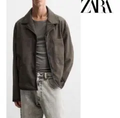 送料無料 新品 ZARA ウォッシュ加工フェイクレザージャケット USサイズ L