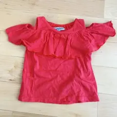 Ocean & Ground 赤 フリルオフショルダーTシャツ 100cmのサムネイル