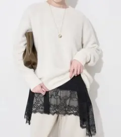 新品未使用　スローブイエナ　SLOBE IENA レースコンビカットソー 黒