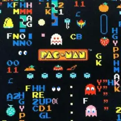 [no.3242]パックマン柄 ブラック 生地 オックス＊